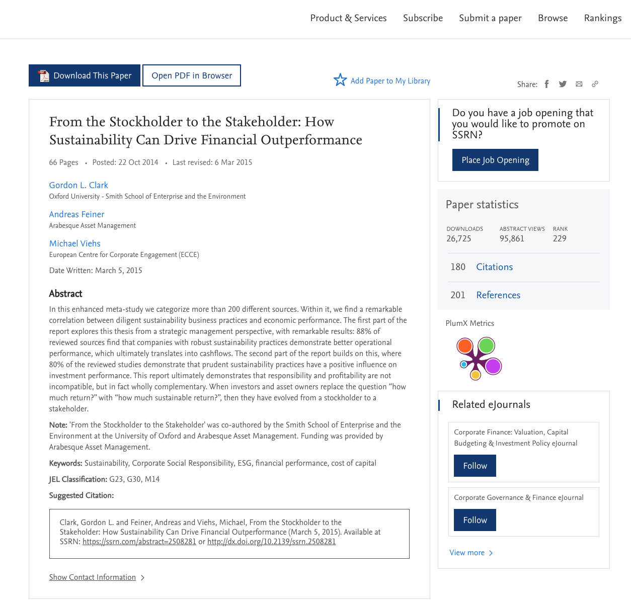 Oxford University ESG meta-study